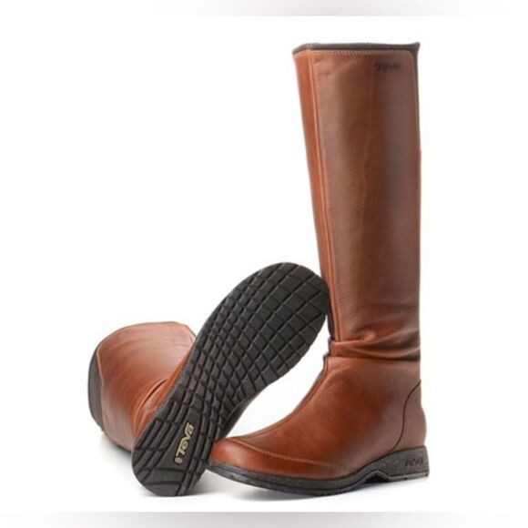 Teva Afton Leather Tall Boots Brown Size 6 - Picture 4 of 17